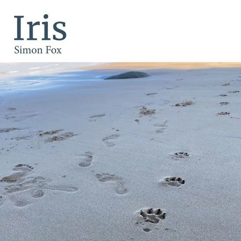 Iris cover, showing footprints in pale sand